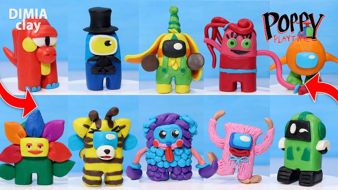 Making Among Us - all Poppy Playtime chapter 1 and 2 in Among Us style made of Clay | Dimia clay