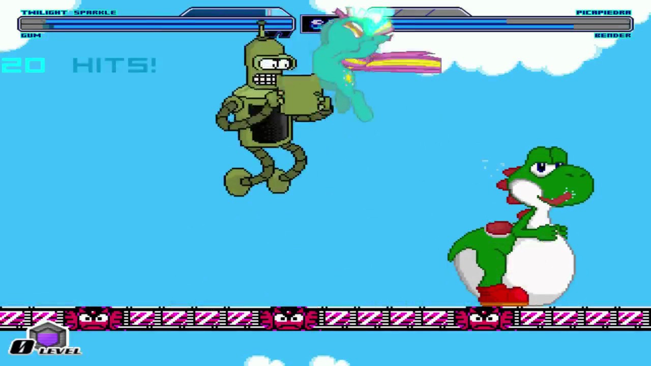 Mugen battle Twilight Sparkle and Gum vs Bender and Fred Flinstone