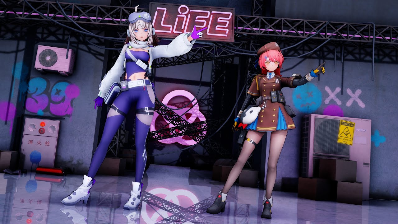 【Girls Frontline 2】【ドルフロ2 】Lind (AA-12) x Cheeta (MP7) 『V』 HIMEHINA 【4K】【少女前線2】 MMD