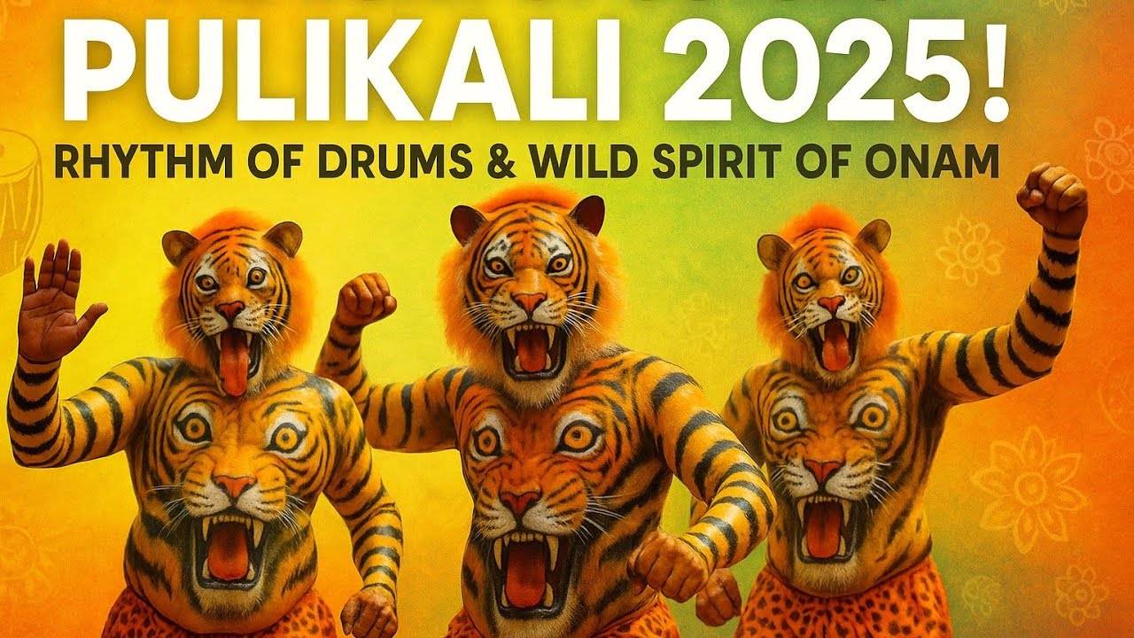 The roar of colors, the rhythm of drums, and the wild spirit of Onam — Pulikali! 🐯🥁