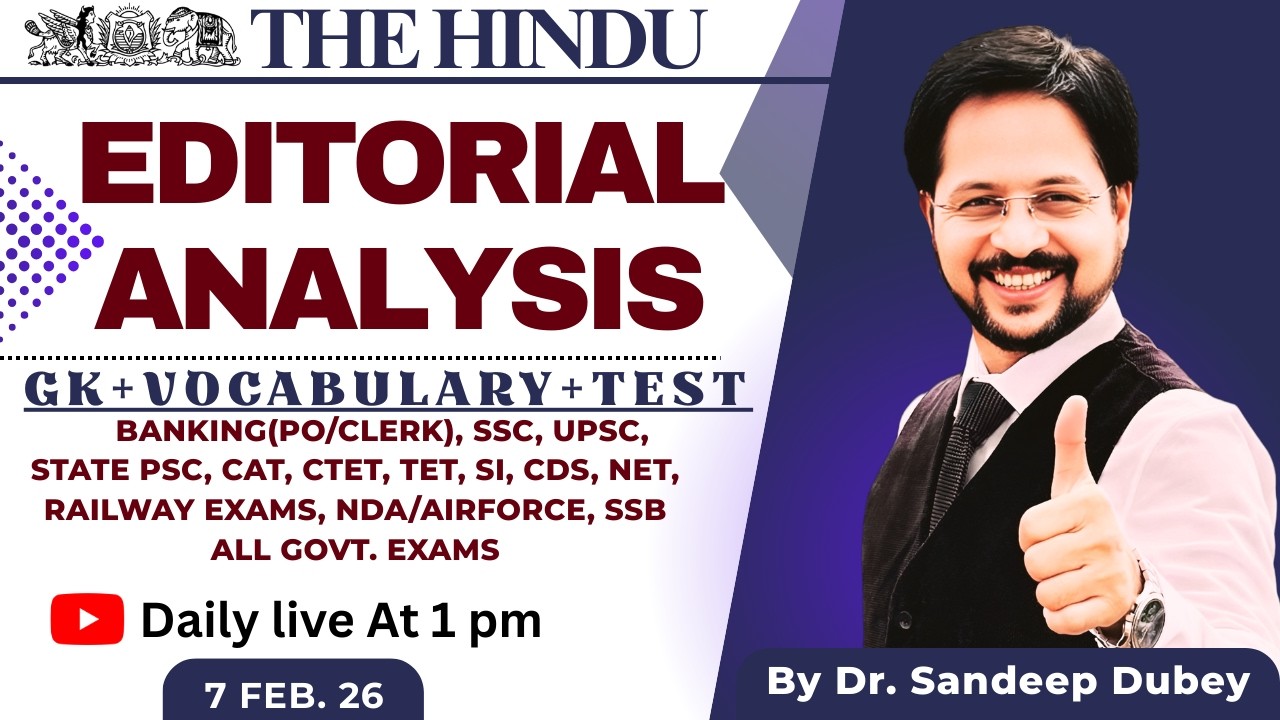 07 feb Editorial |The Hindu Explained in Hindi | Dr. English Exam Guru | vocabulary | GK