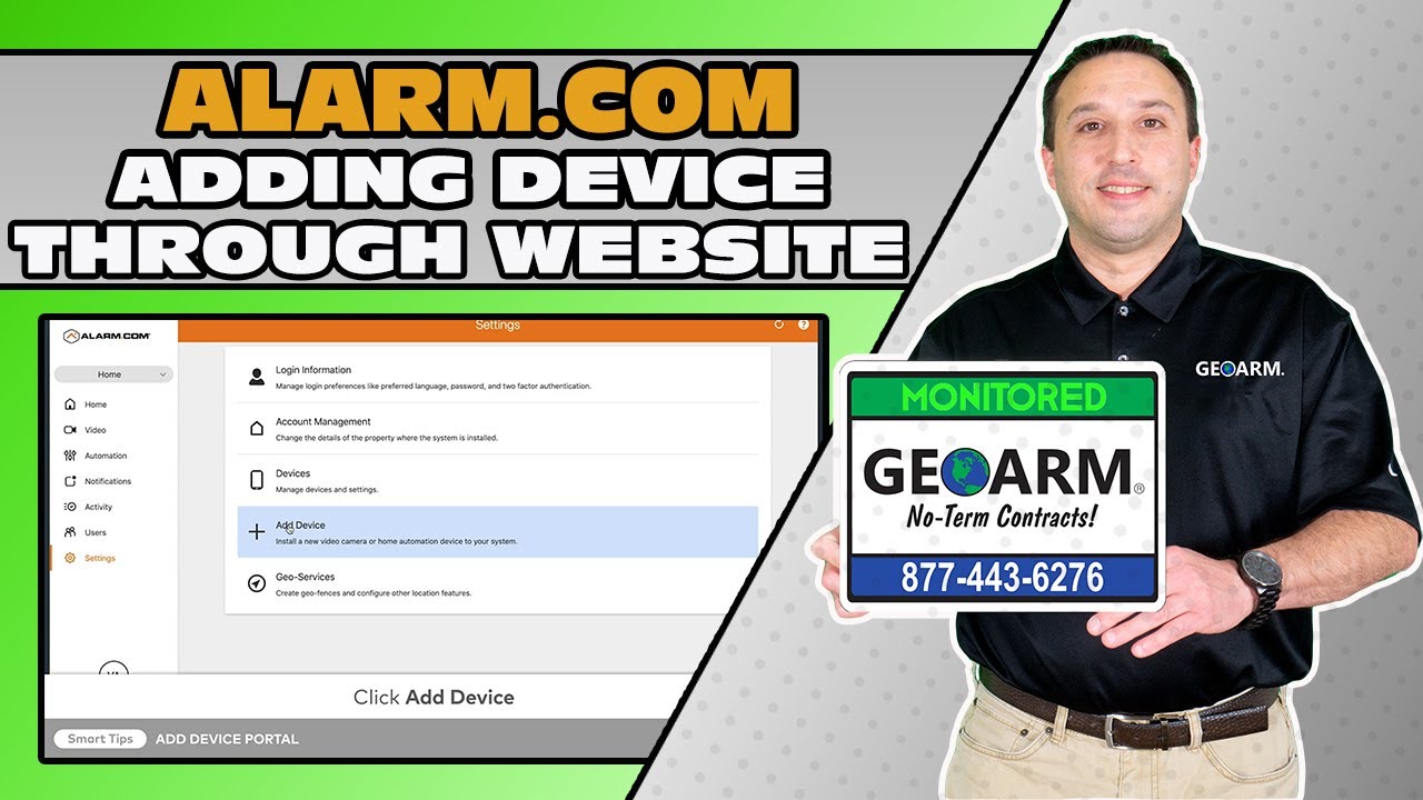 Alarm.com Adding Device through Website