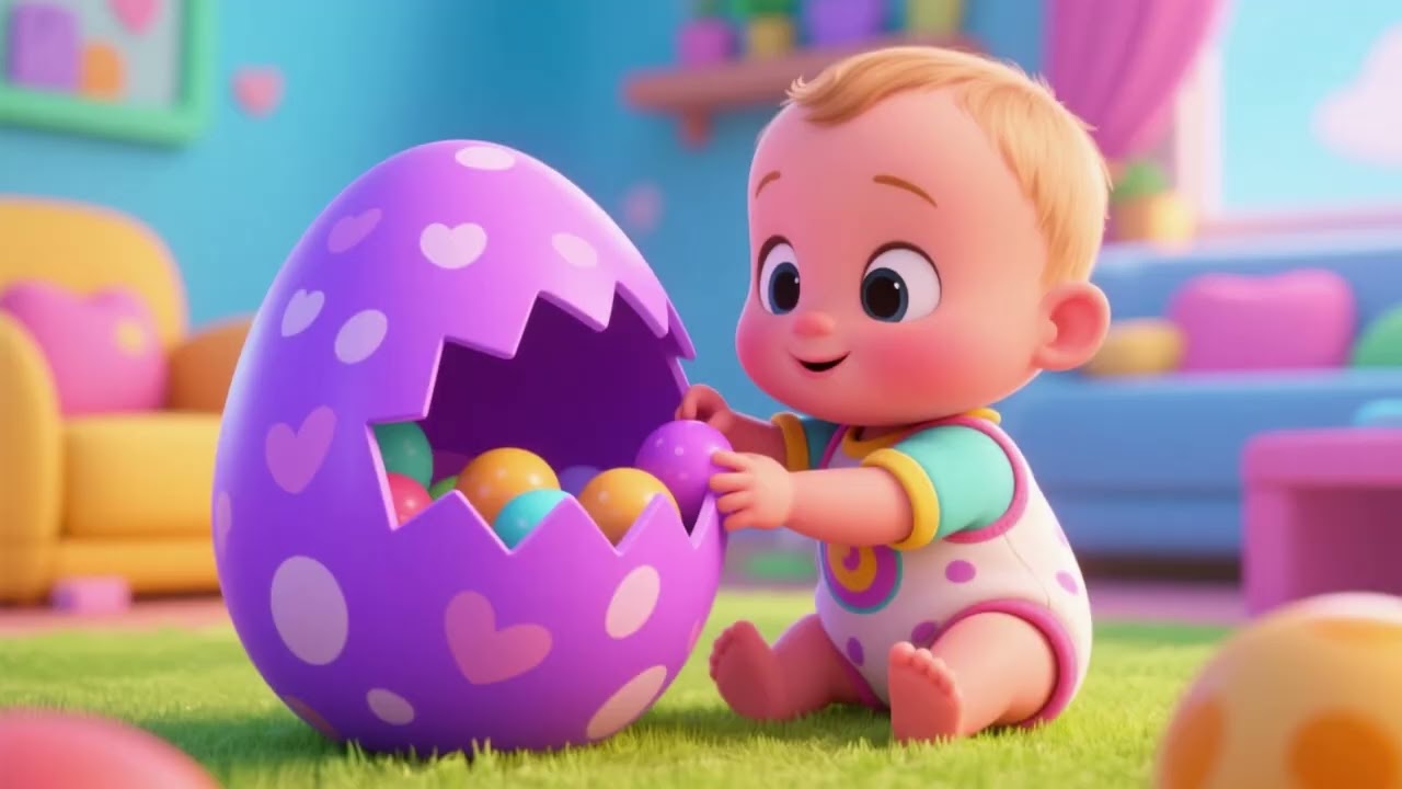 🥚💜 Bebé juega con huevo sorpresa morado | Canción infantil divertida 🎵