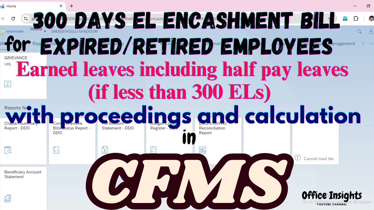 How to prepare 300 days Earned leave bill including HPLs | EEL bill Preparation | maker CFMS login