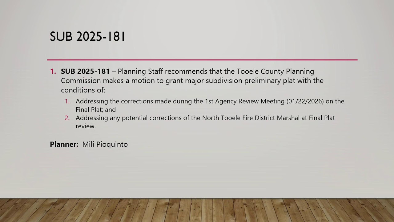Tooele County Planning Commission Meeting 2/18/26