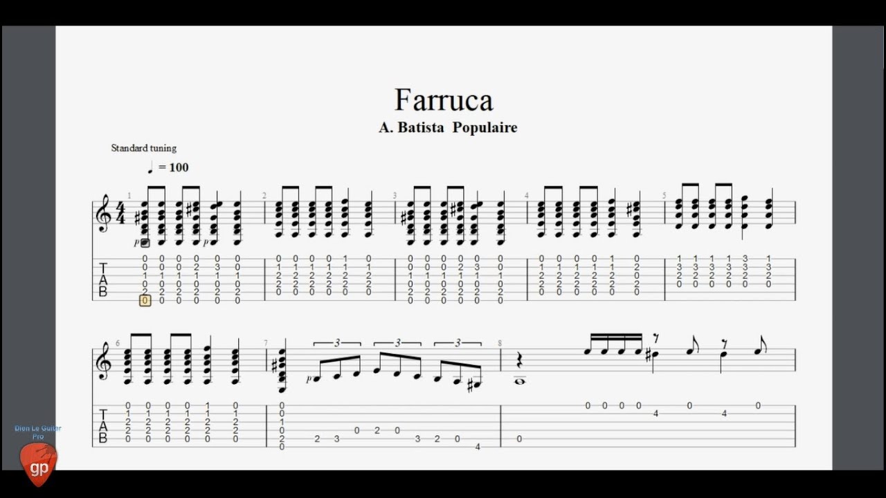 Farruca by A. Batista  Populaire - Guitar Pro Tab