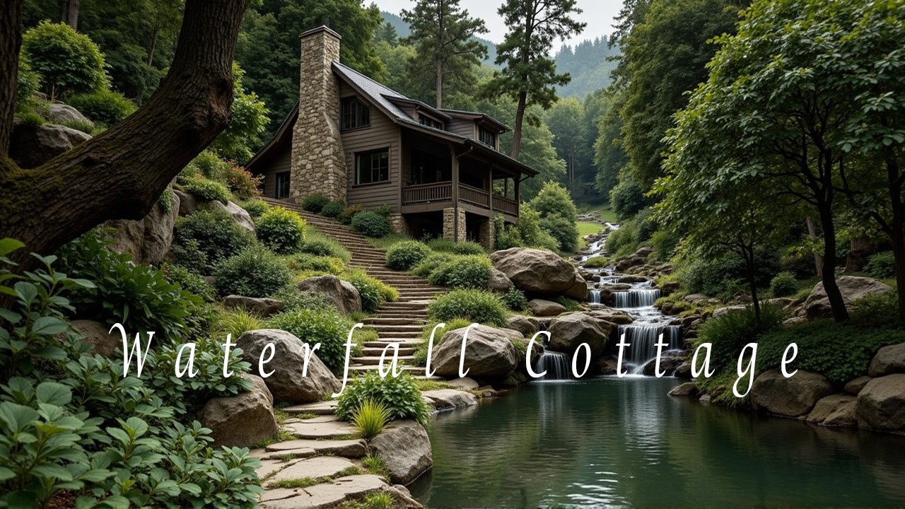 Mountain Waterfall Cottage – Deep Healing Sleep Music – Peaceful Nature Sounds for Stress Relief