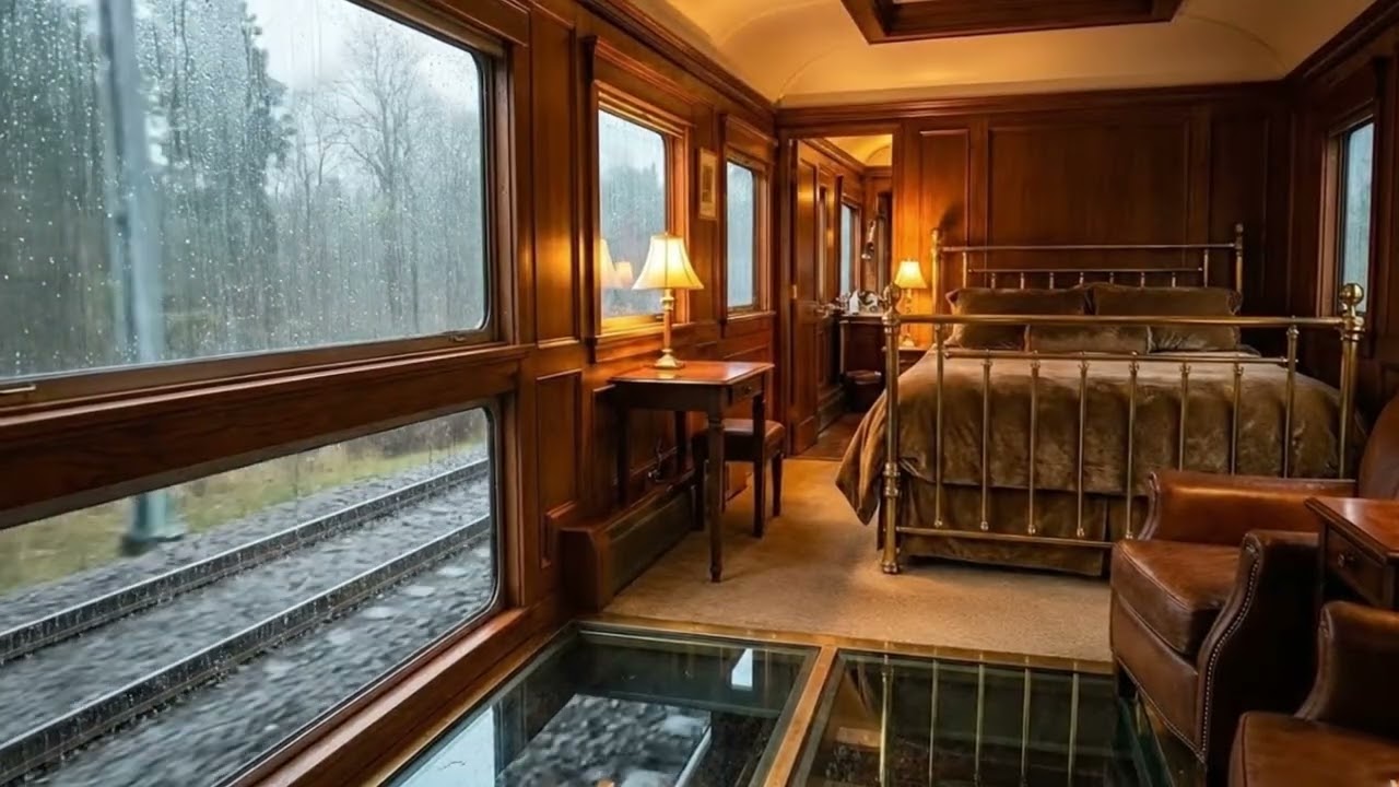 I booked a vintage sleeper train with a glass floor. (Rain & Track Sounds)