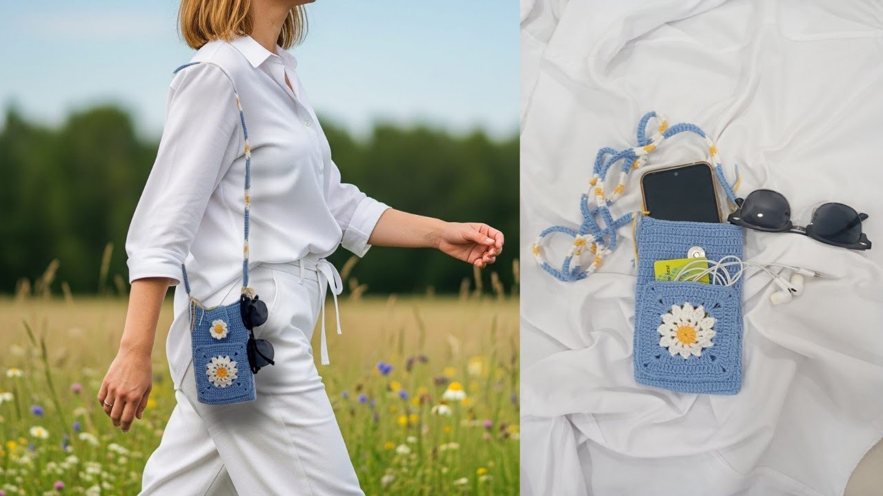 Tığ işi mini telefon çantası/crochet mini phone bag