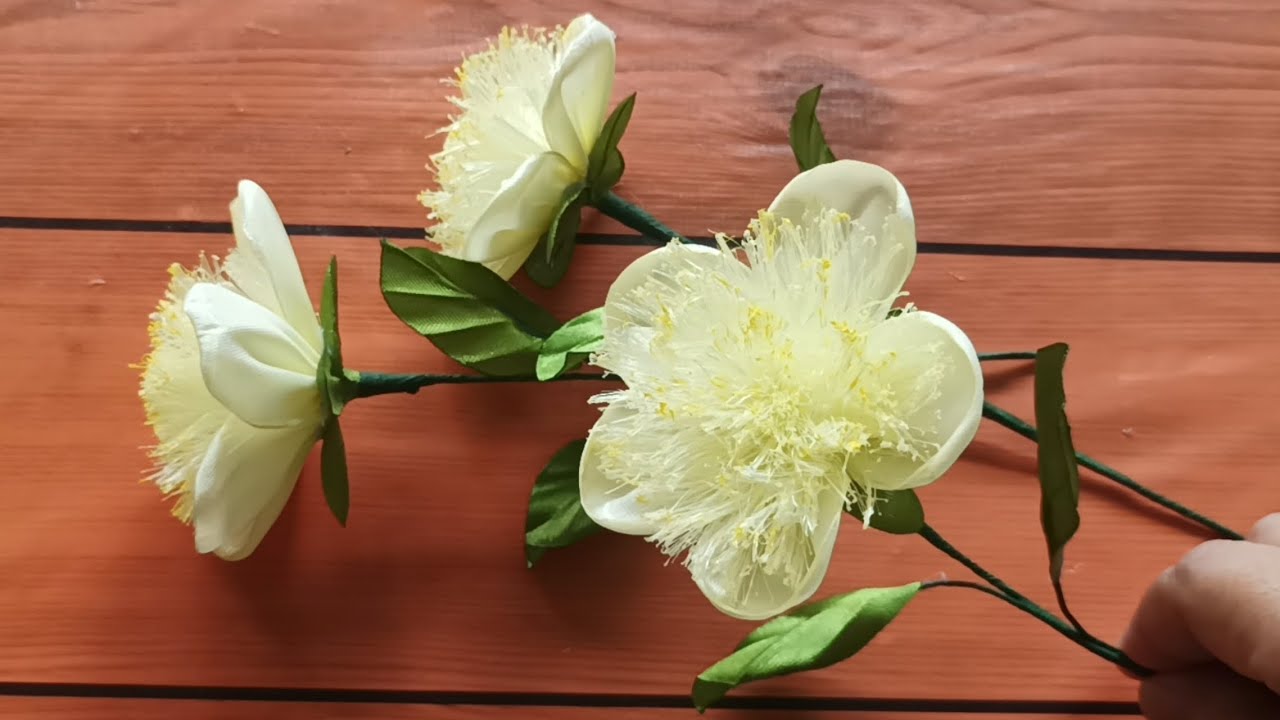 DIY || Bunga Peony || Tutorial Membuat Bunga Dari Pita Satin