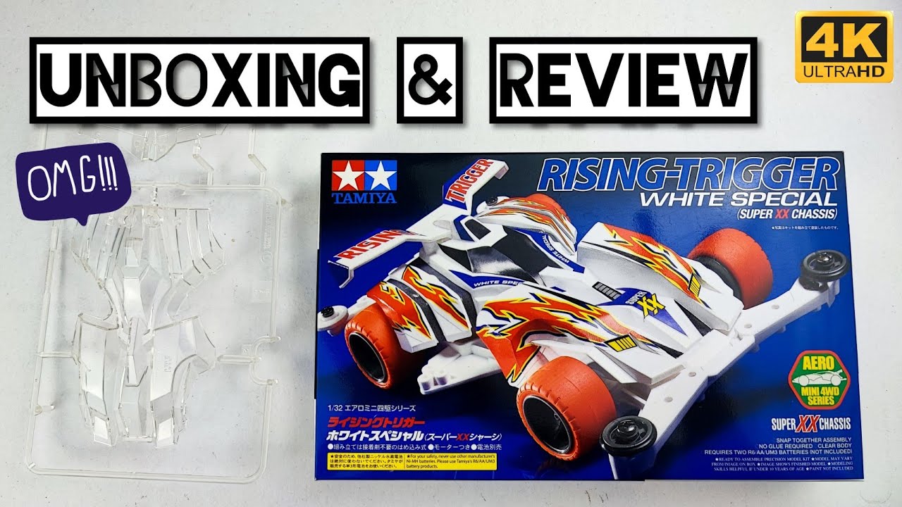 Tamiya - RISING TRIGGER White Special (19619) Unboxing & Review - Super XX Chassis [Mini 4WD | ミニ四駆]