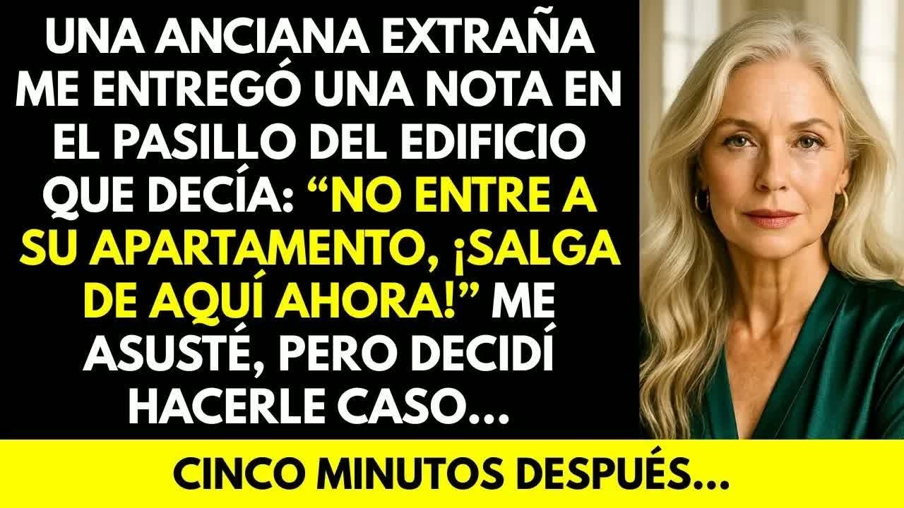 “¡No entres a tu apartamento, sal de aquí ahora!” dijo una anciana  Corrí  Cinco minutos después