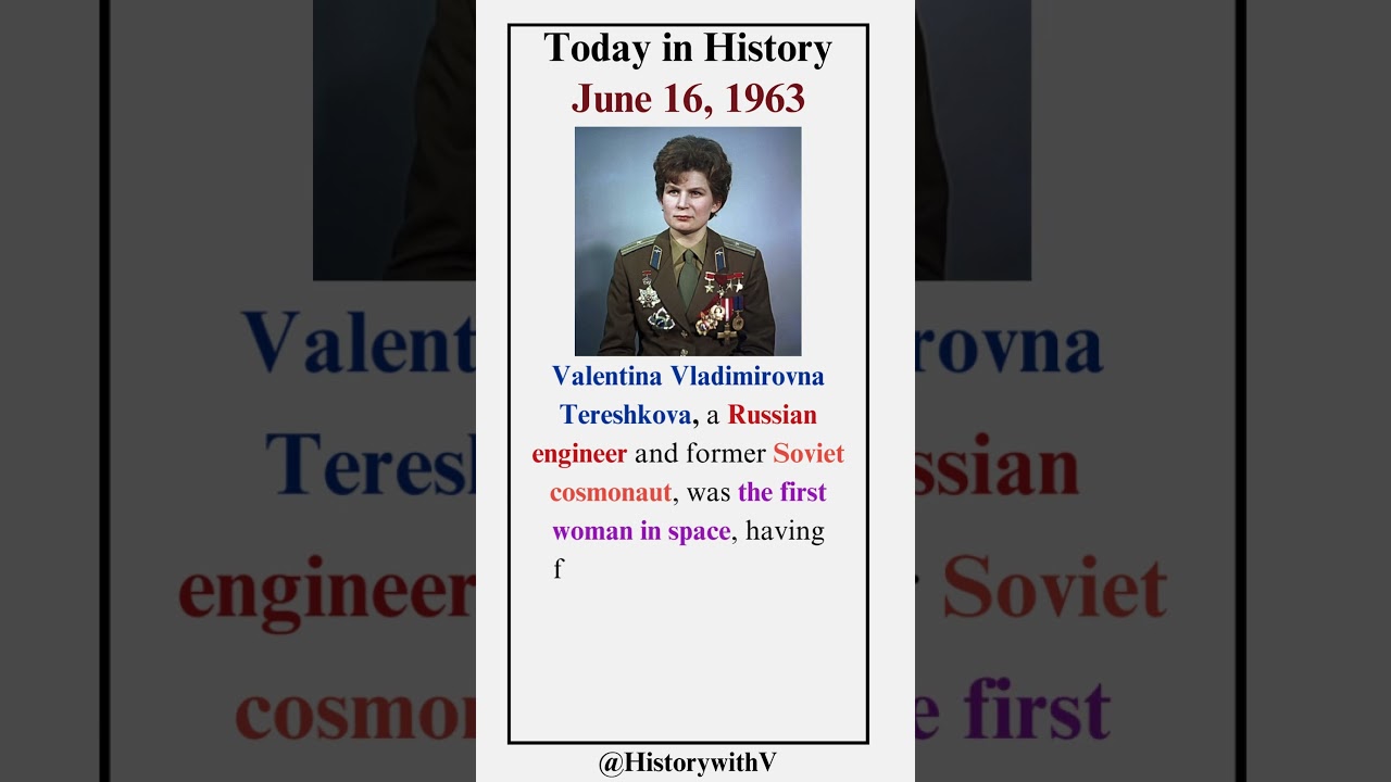 Today in History - First Woman in Space - June 16, 1963 #space #womeninspace #cosmonaut #vostok