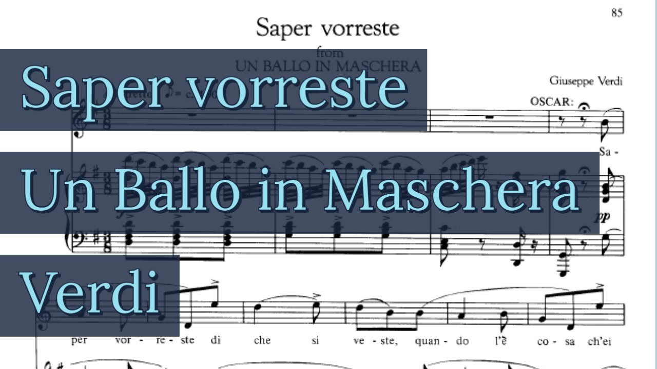 Saper vorreste Piano Accompaniment Verdi Un Ballo in Maschera Karaoke Soprano High Voice