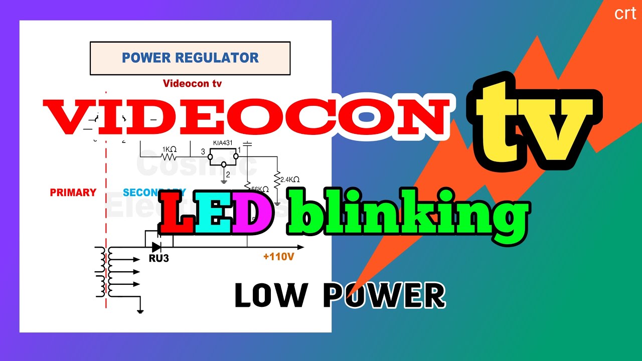 #Videocontv#Low_power.How to repair videocon tv output voltage low and power led blinking.
