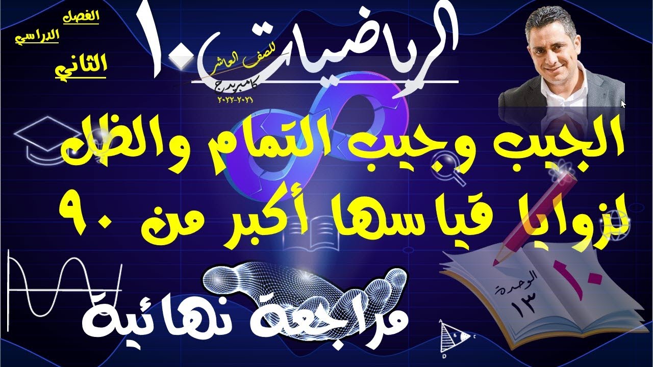 المراجعة النهائية الوحدة 13 ( النسب المثلّثية لزوايا قياسها أكبر من 90)