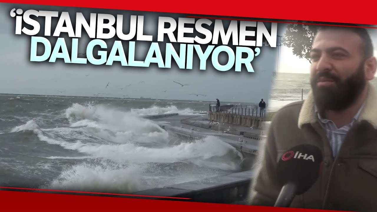 Caddebostan Sahili'nde Dalgalar Metrelerce Yükseldi, Vatandaş Selfie İçin Sahile Koştu