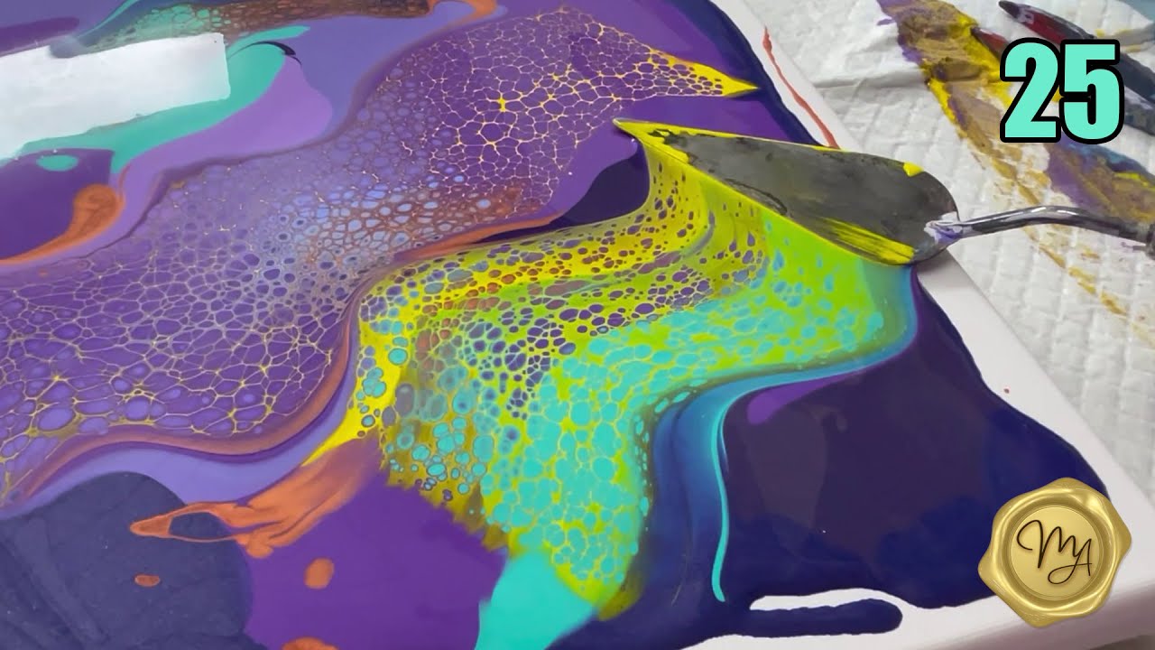 Акриловая заливка | Проведите желтым клеточным активатором | День 25 из 30-дневного конкурса жидк...