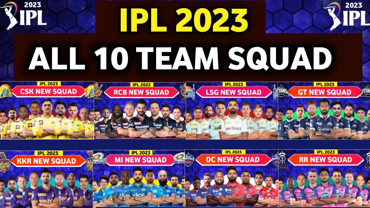 IPL 2023 - All Team Squad | IPL 2023 All 10 Team Squad | RCB,CSK,DC,MI,KKR,RR,GT,LSG Squad 2023