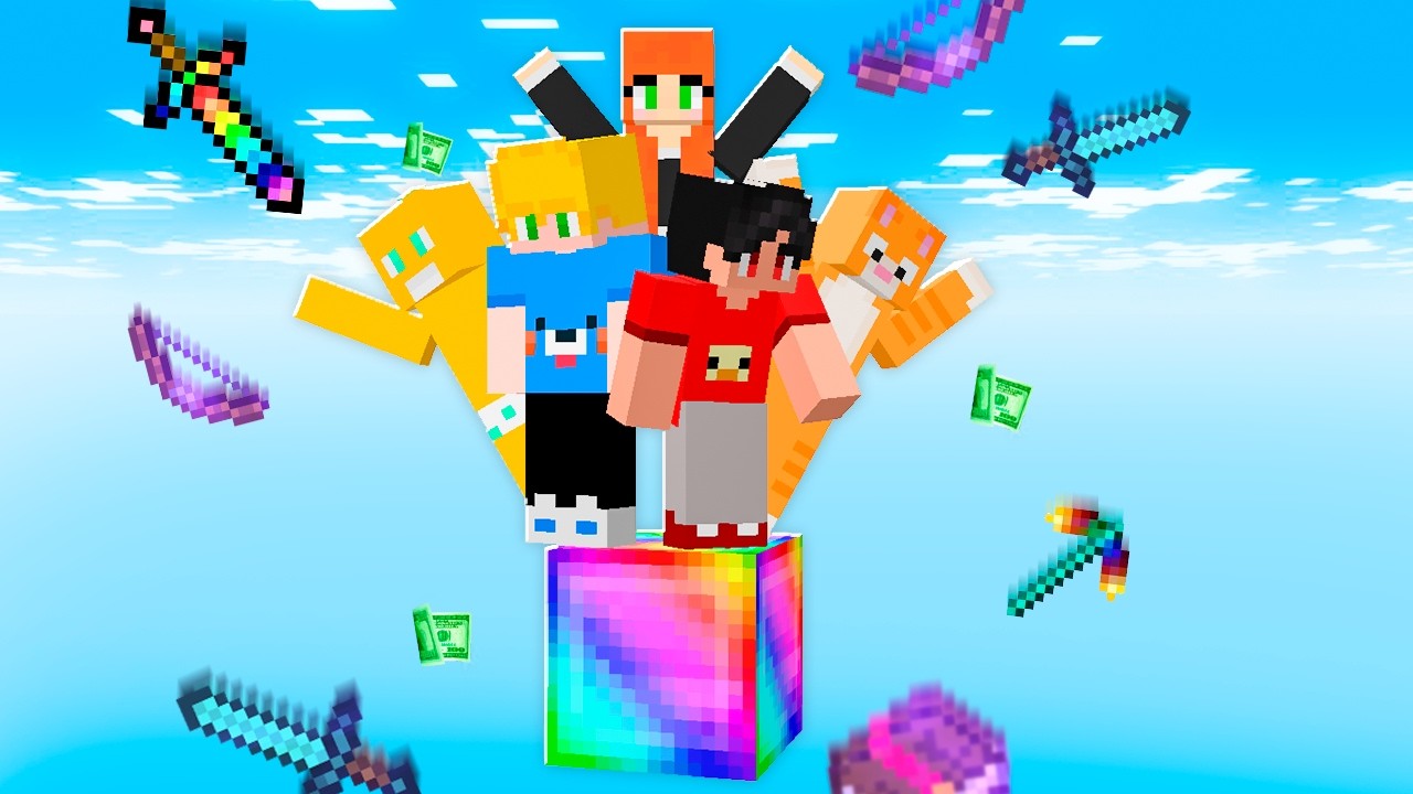 Sobrevivendo em Apenas 1 Bloco OP contra Amigos no Minecraft!