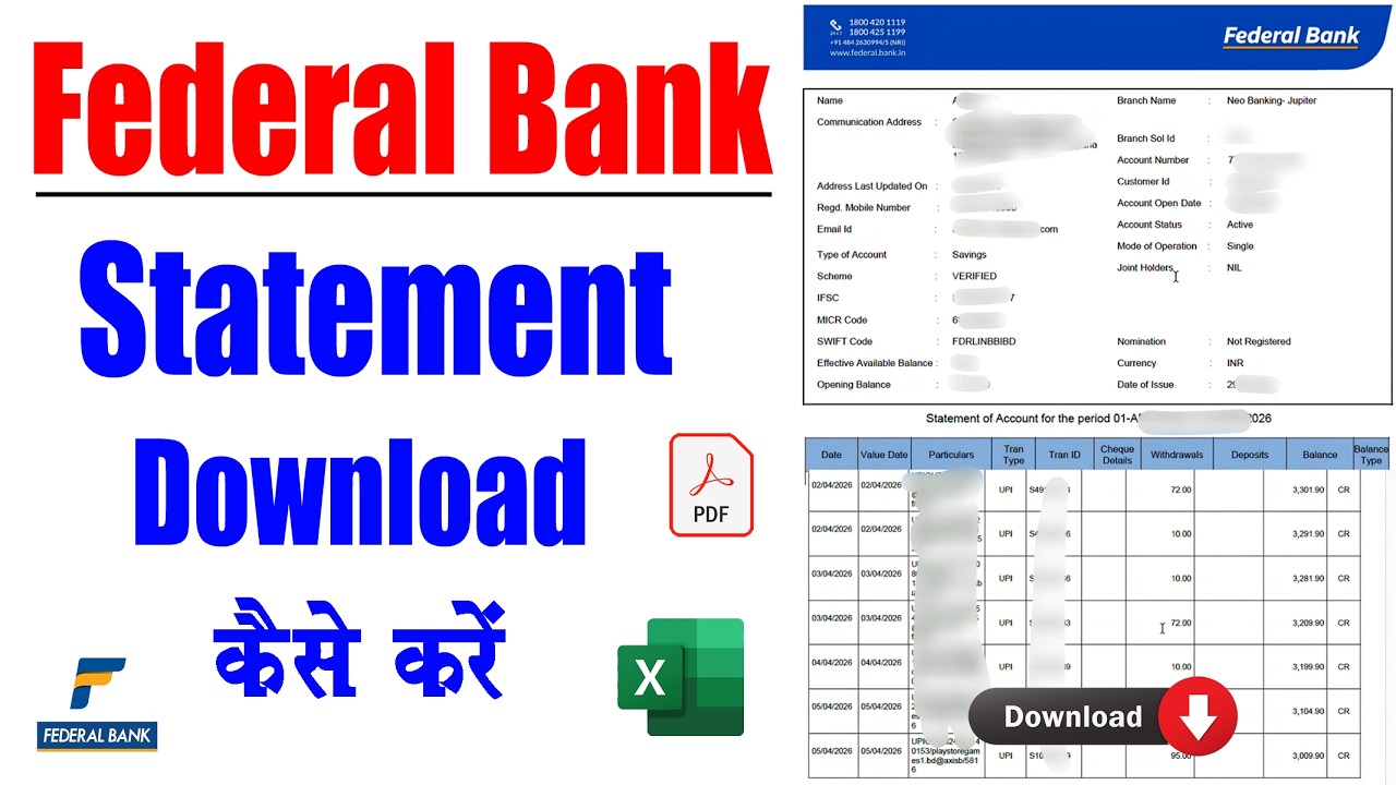 How to download Federal Bank Account Statement, Download Federal Bank Account Statement Pdf Password