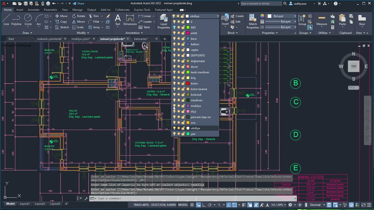 AutoCAD layer ve layer ekleme Komutları -8.bölüm-1.ders