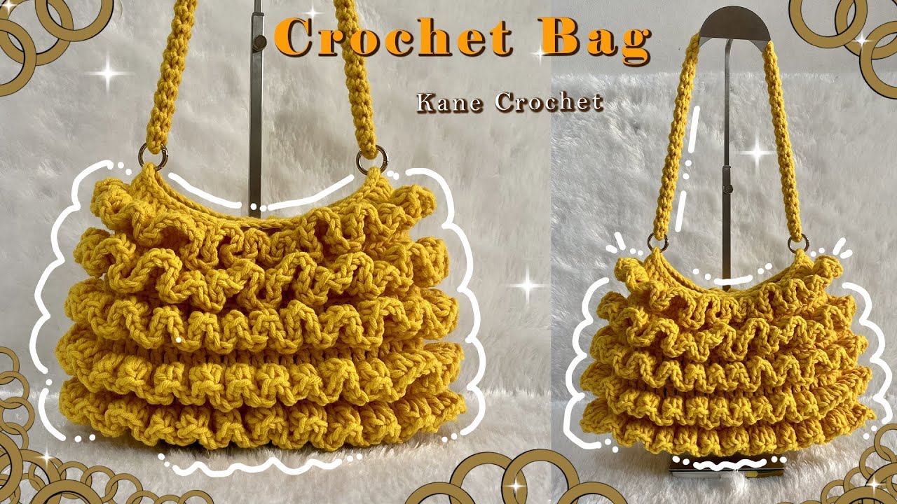 CROCHET BAG 🧶 Easy Crochet Shoulder Bag Tutorial with Ruffles 💖
