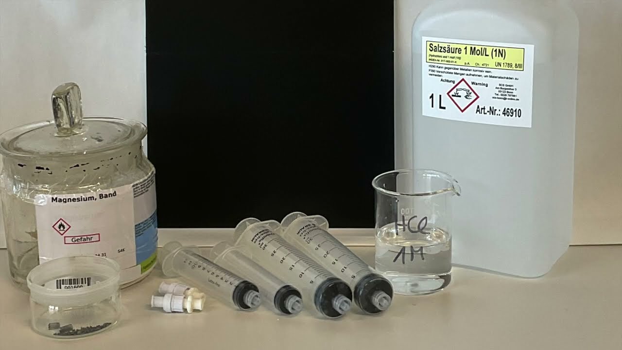 Reaktionsgeschwindigkeit v und Einfluss des Faktors Oberfläche bzw. Zerteilungsgrad (HCl + Mg)