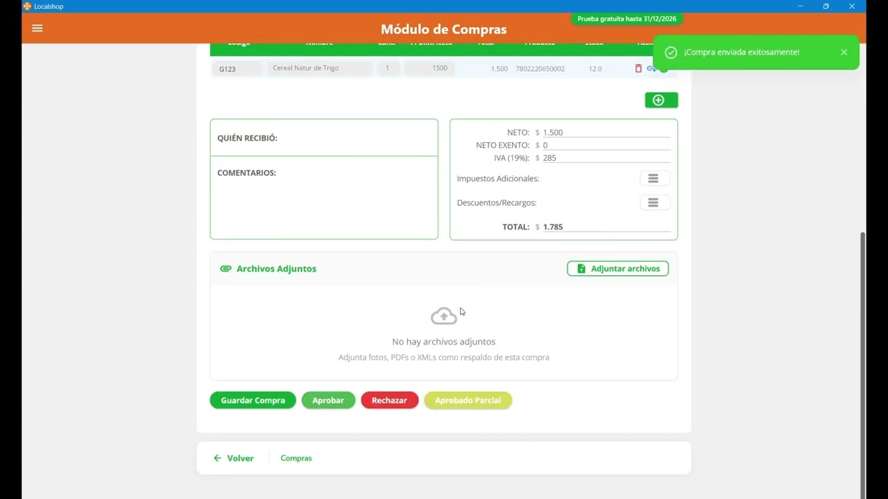 Nuevo Módulo - Carga de Factura  3era parte