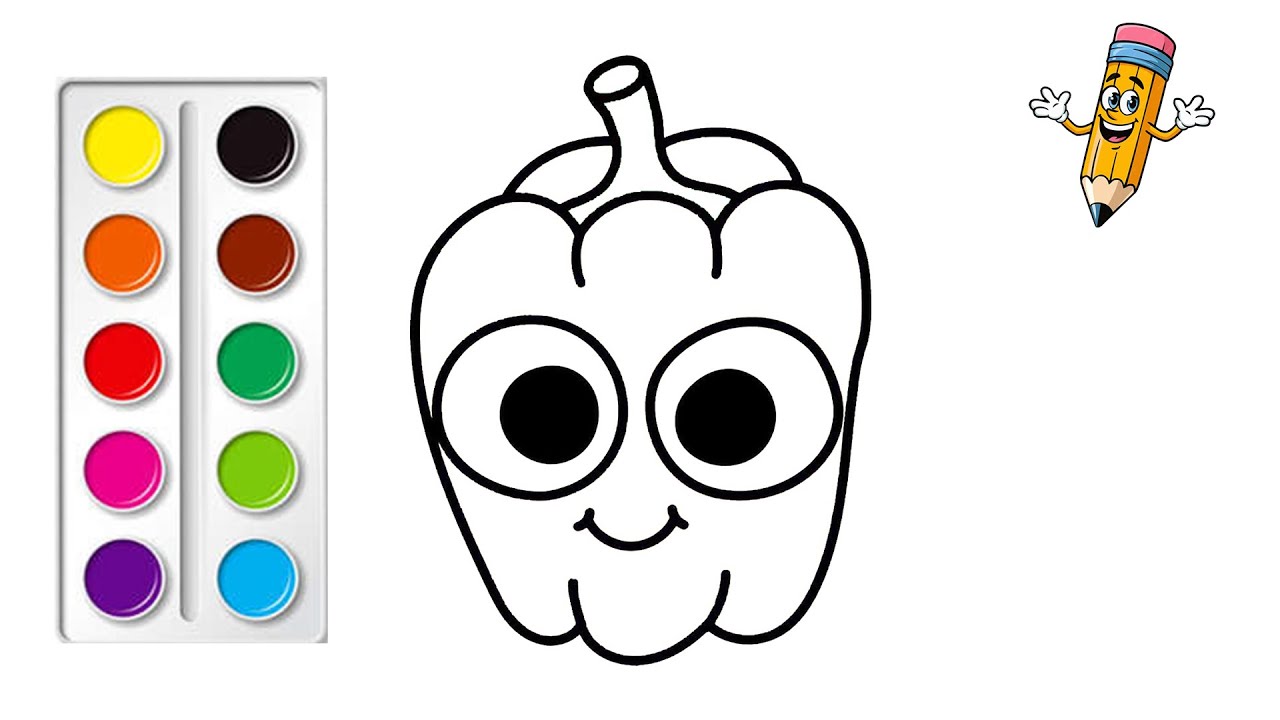 Tô Màu Quả Ớt Chuông | How to Color A Bell Pepper | Bé Tô Màu #27