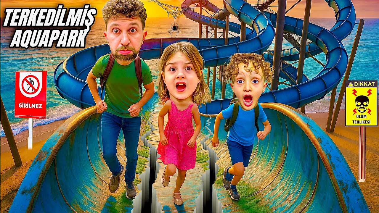 ÇOK MERAK EDİLEN TERKEDİLMİŞ AQUAPARK OTEL !? KUZEY ELİF ÇOK KORKTUK !!