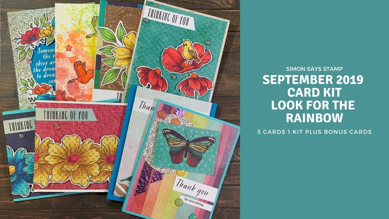 Simon Says Stamp September 2019 Card Kit | Look for the Rainbows | 5 Cards 1 Kit Plus