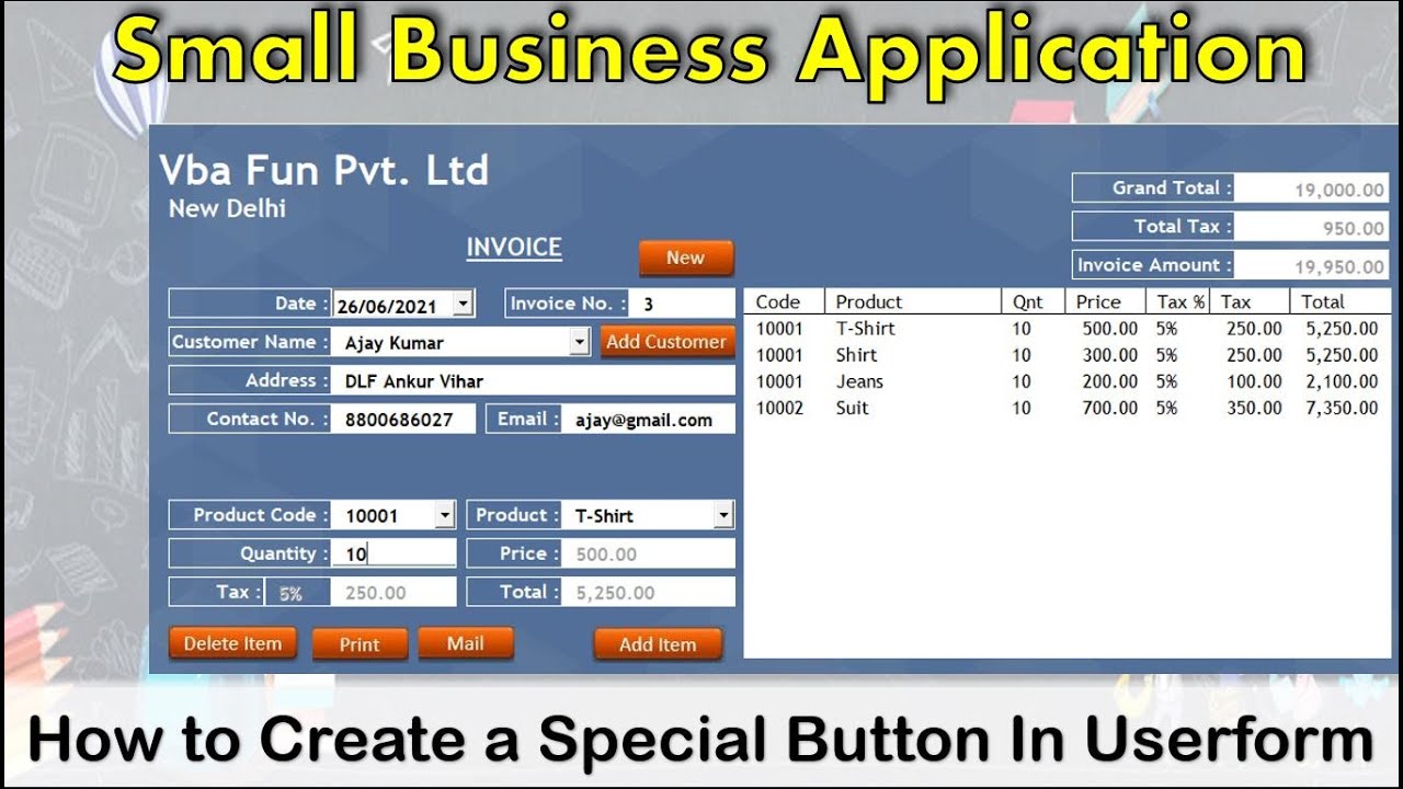 Small Business Application | Create Special Button in Excel UserForm | in Hindi | Excel Application