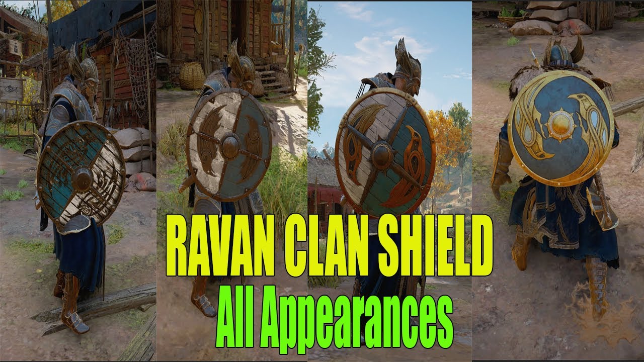 AC VALHALLA - Raven Clan Shield Full Enhanced All Appearance (Beginning Shield)