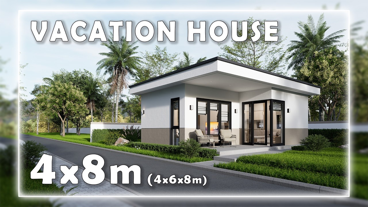4×8m L-Shape Vacation House | Cozy and Cost Saving | Full Home Tour 🏡 With 2D Layout Floor Plan