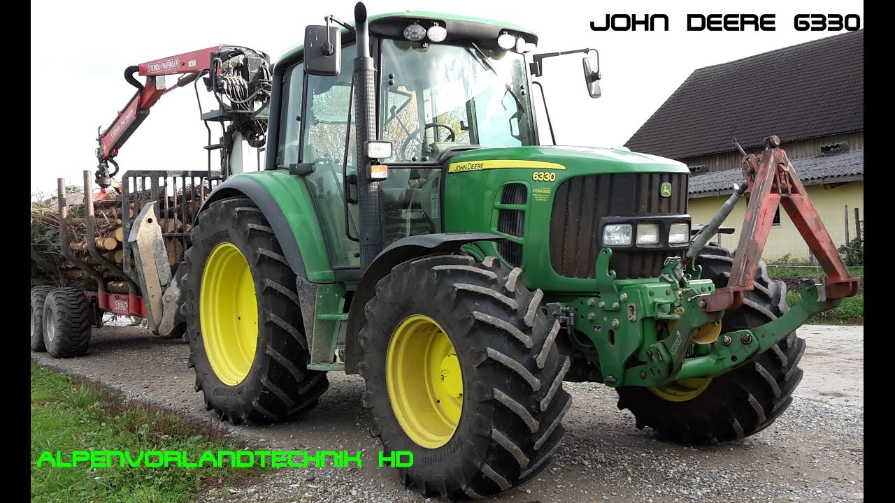 (GoPro) John Deere 6330 beim Holz laden