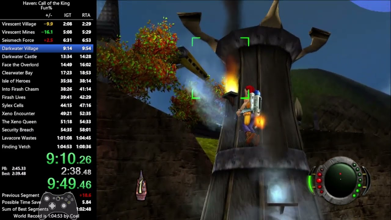 (1:04:38.959) Haven: Call of the King Fun% Speedrun