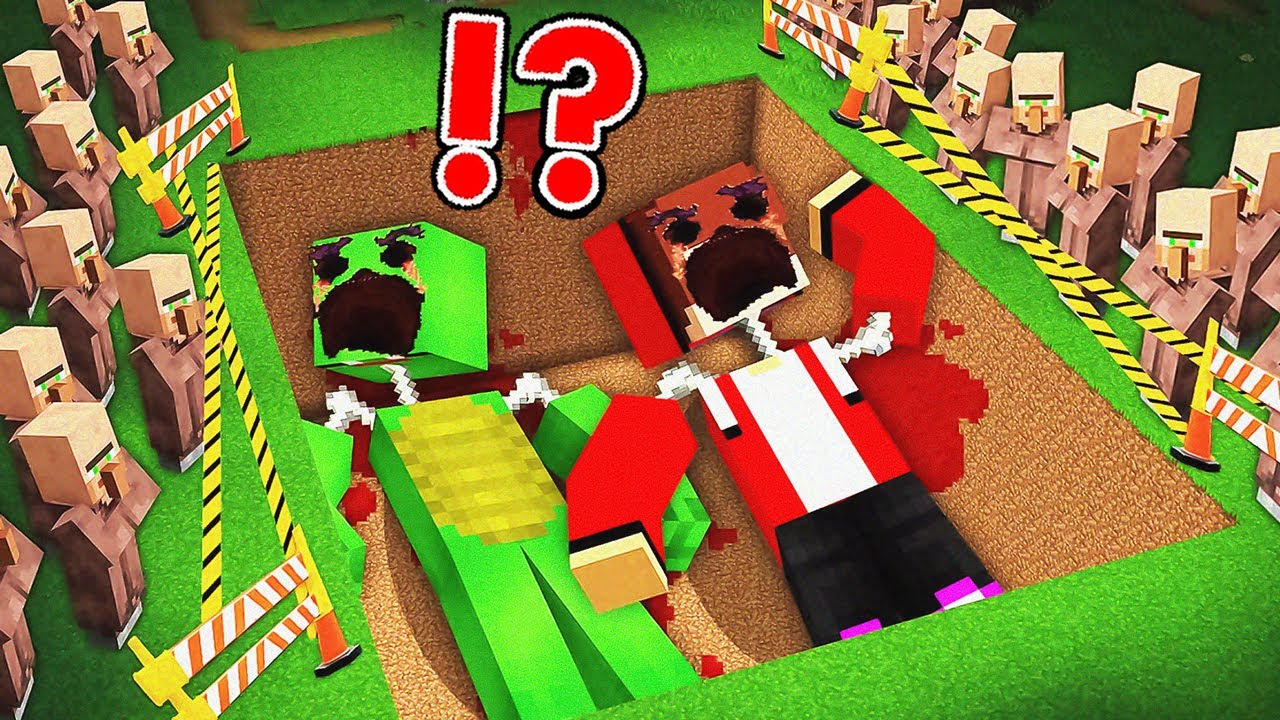 Почему жители деревни, похороненные заживо, JJ и Mikey.EXE в Minecraft выживают в Майзене