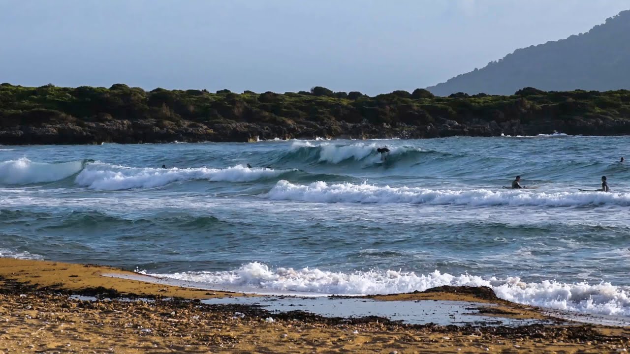 Lagouvardos Beach Surfing Time🏄&zwj;♂️Large Waves With Beautiful Sound, No Music.