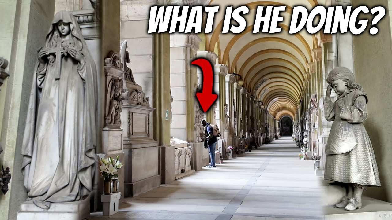 Strange Devil Man Follows Me in Cemetery (making weird noises) - Genoa 🇮🇹