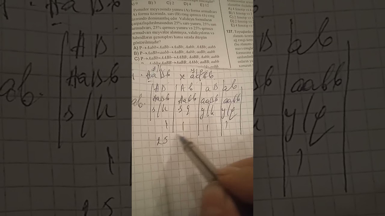 DİM test toplusu II hissə.Genetika.İrsiyyətin ötürülməsinin Mendel və Morqan qanunları test 124 -140