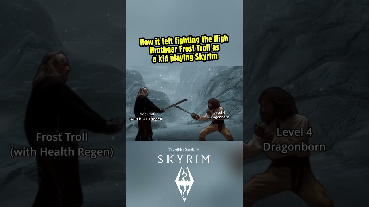 How it felt fighting the High Hrothgar Frost Troll as a kid playing Skyrim #skyrim #skyrimmeme