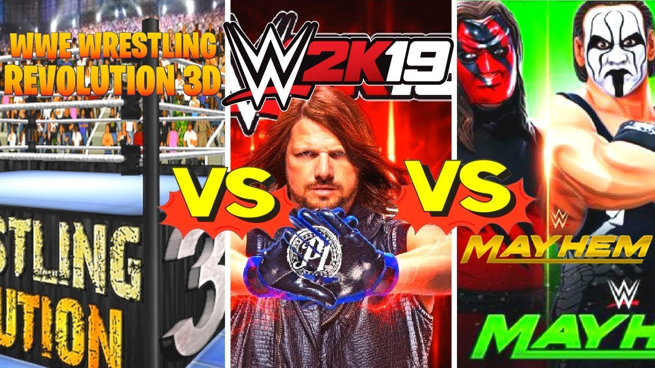 WWE MAYHEM Finishers VS WWE 2K19 Finishers VS WRESTLING REVOLUTION 3D Finishers Comparison👏👍😍