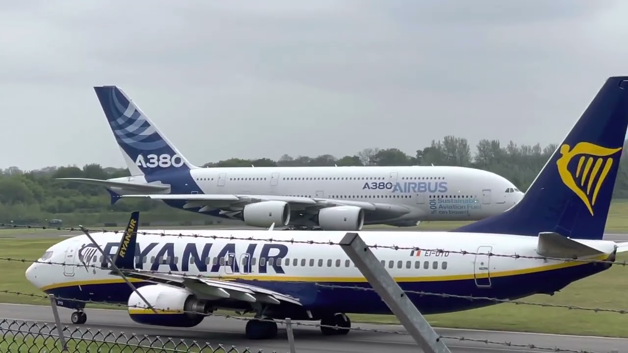 F-WWOW, A380 prototype at Birmingham (BHX) - 100% Sustainable Aviation Fuel.