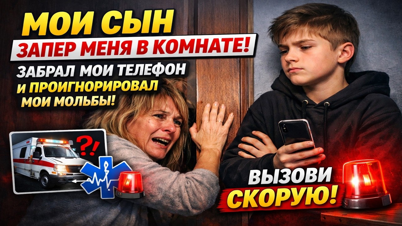 Мои сын запер меня в комнате забрал мои телефон и проигнорировал мои мольбы вызвать скорую