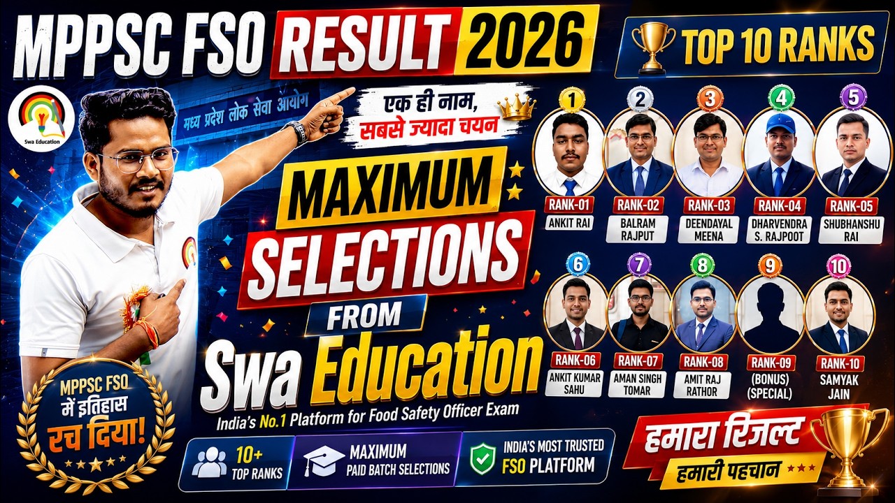 FSO RECRUITMENT | FSO RESULT By Swa Education | MPPSC FSO SELECTION | #mppscfso