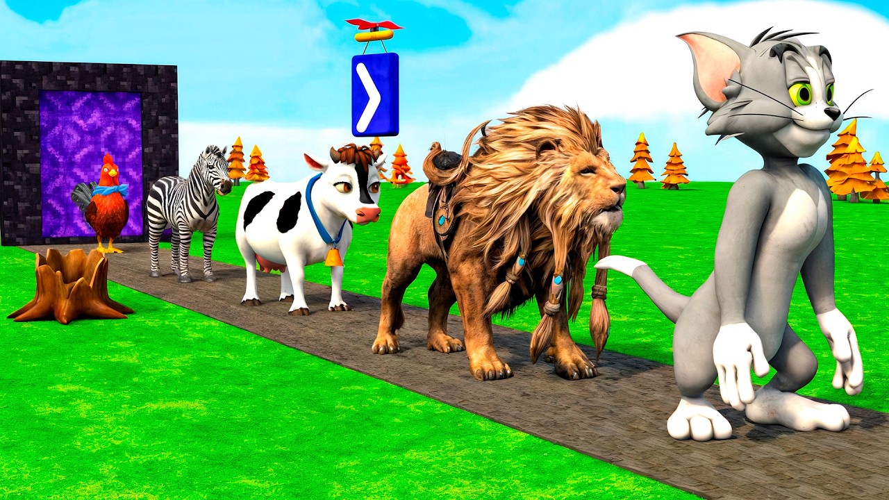 Long Slide Game With Cow Elephant Gorilla Hippopotamus Tiger 3d Animal Game Funny 3d Animals