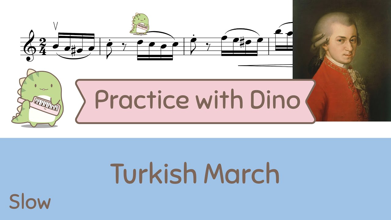 (Slow) Turkish March by Mozart (Violin Tutorial | Play along | Playing partner)