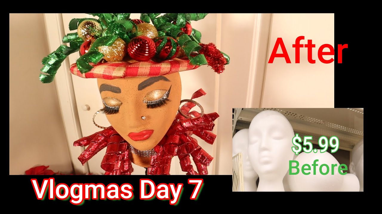 How to Make a Christmas Diva | Painted Styro Foam Mannequin Head |  Vlogmas Day 7