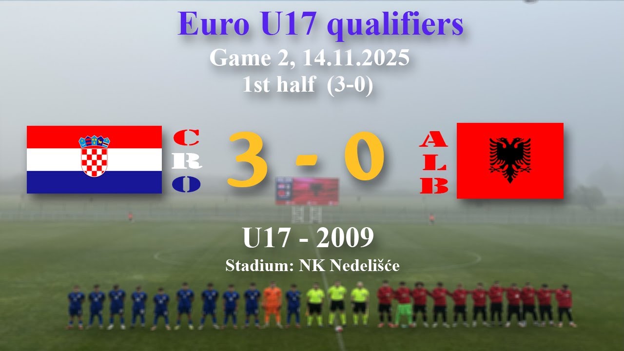 2. U17 2009  Croatia 3 (3)-(0) 0 Albania 1st half, EURO Qualifiers, Game 2, 14.11.2025